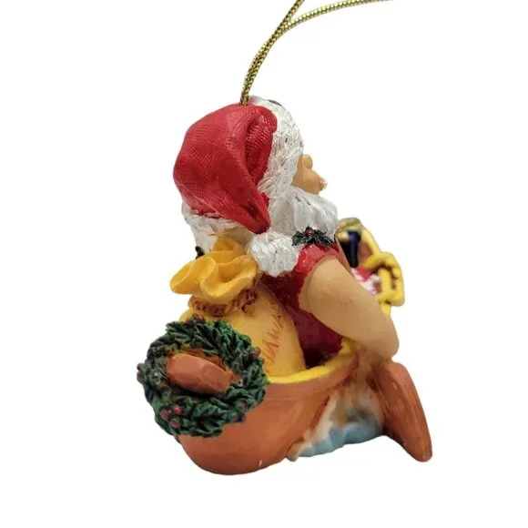 Hawaiian Santa Claus Rowing Canoe Christmas Ornament Festive Tree Décor Hand-Pai - Picture 8 of 15